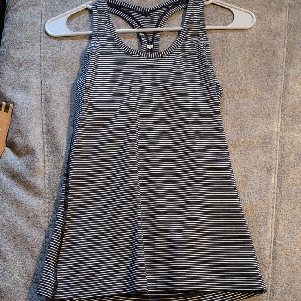 Lululemon Black & White Striped Racerback Tank